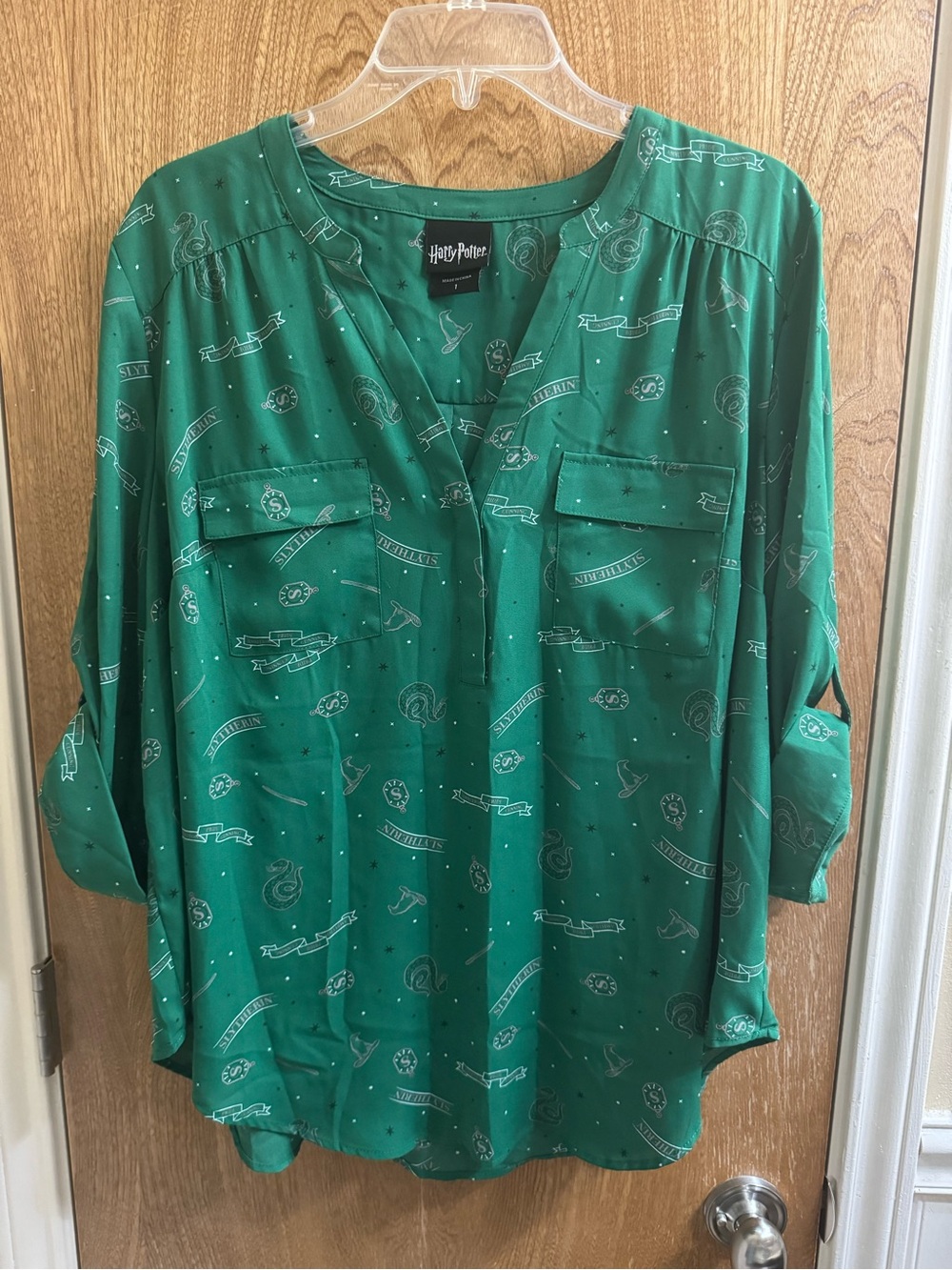 Torrid Harry Potter Slytherin Harper Blouse Plus 1X Thin Sheer Green